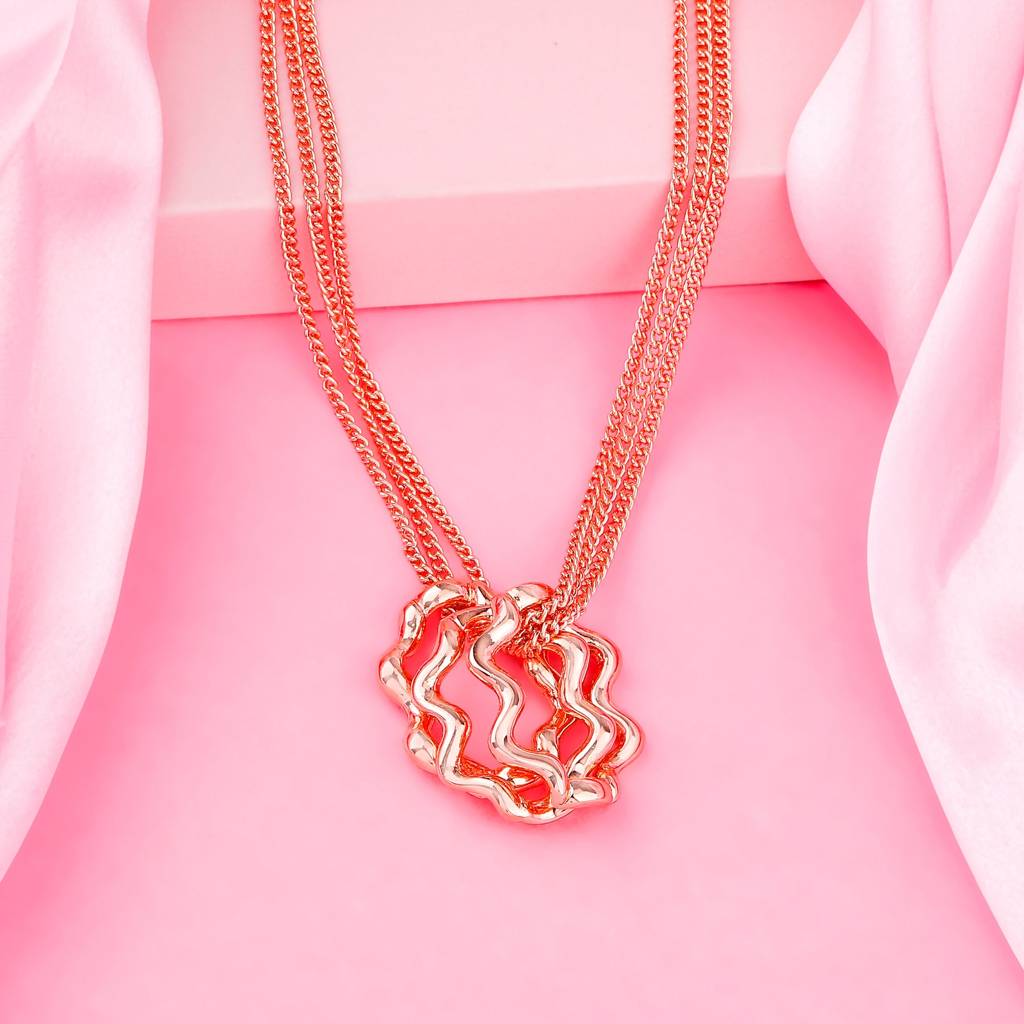 Estele Rosegold Plated Floral Designer Pendant For Women : 411-RGPENDANT