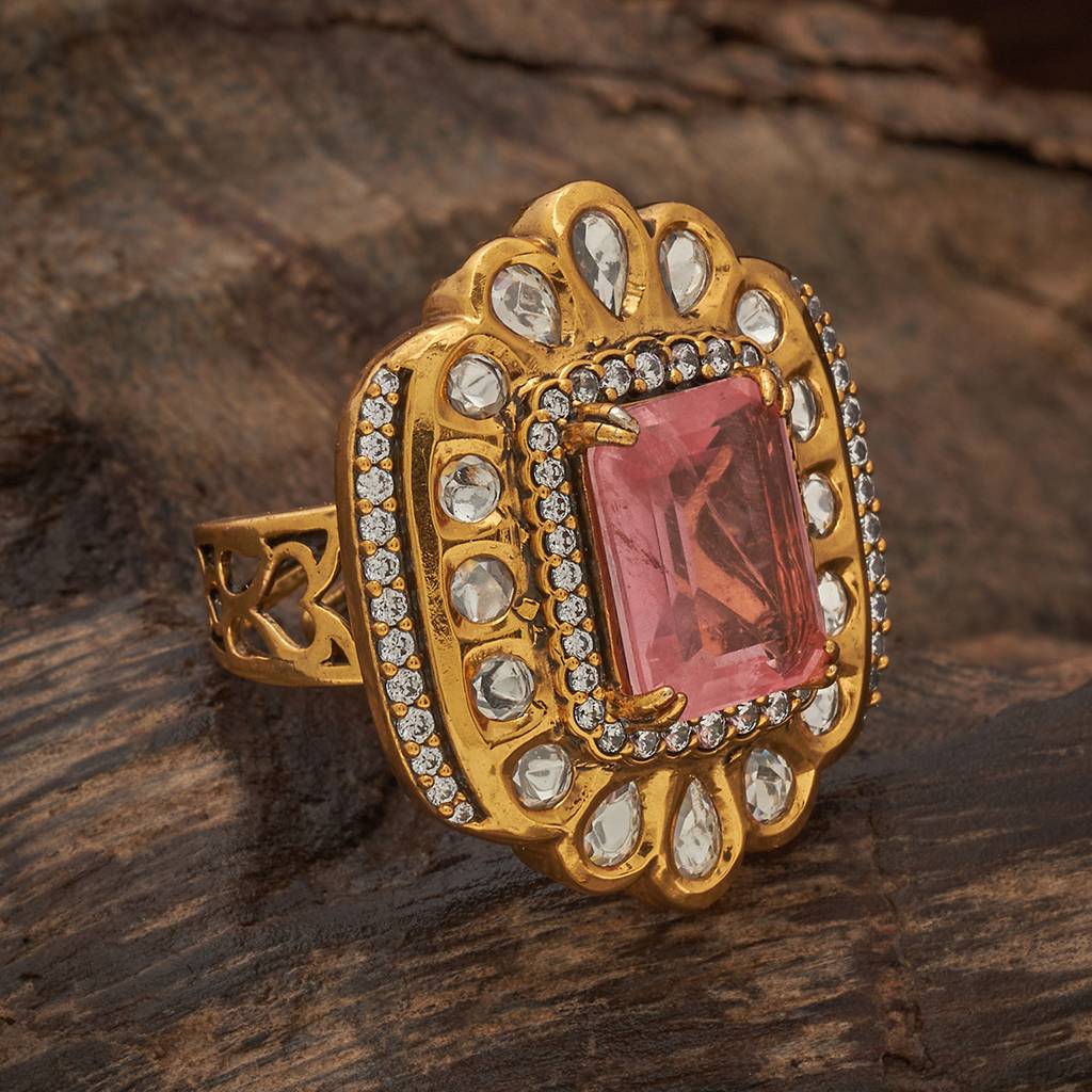 Plated Ethnic Kundan Finger Ring-435312 : 435312