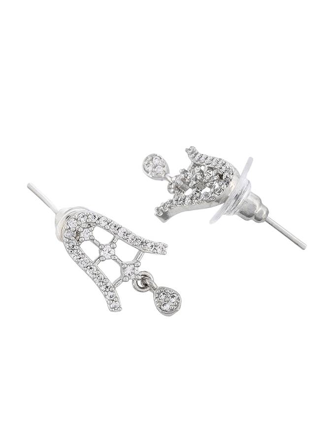 Sparkling Elegance Silver Plated Round Cut Cz Mangalsutra Set : 8905124522747