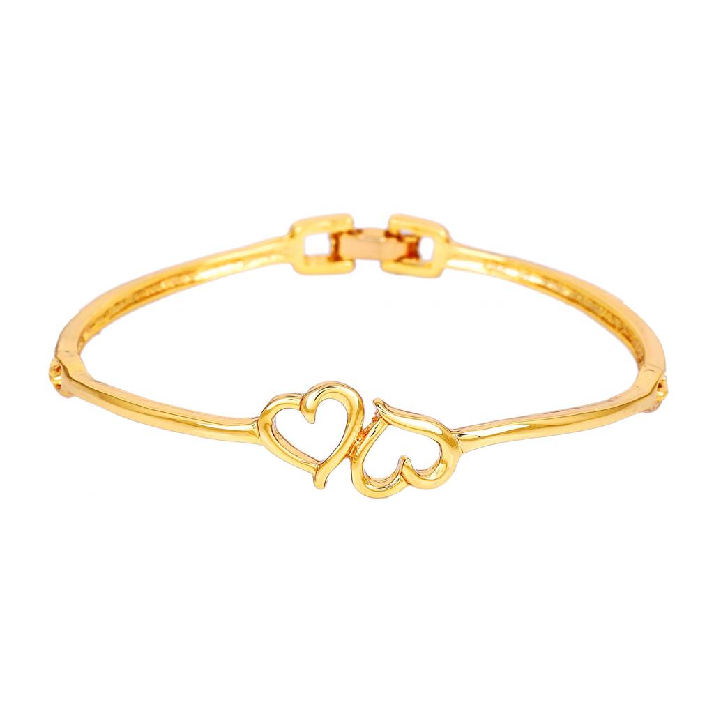 Estele Gold Plated Bonded Dual Heart Designer Bracelet For Women : 101549BR