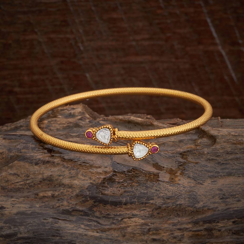 Kushal'S Fashion Jewellery Gold-Plated Artificial Stones Studded Antique Kada : 434984