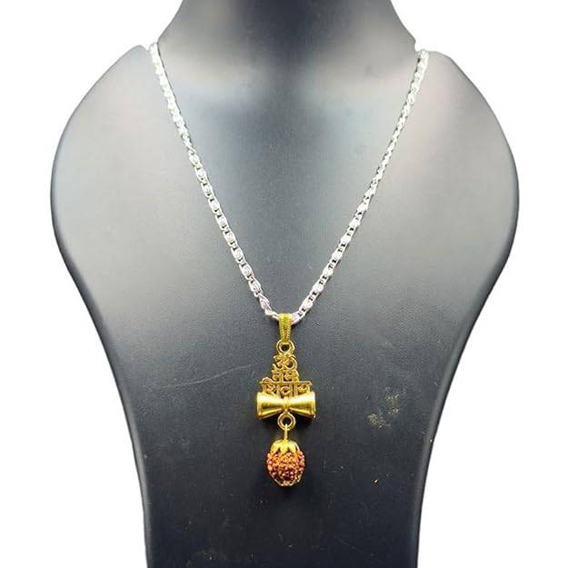 Jewelry Om Namah Shivay & Damru Pendant For Men'S: Gold & Rhodium Plated "Mahadev Bholenath Om Namah Shiv : OSAK007-2TNPENDANT