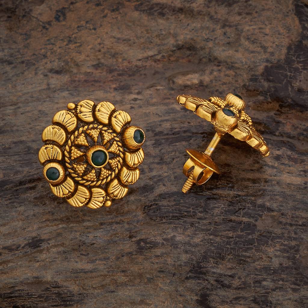 Kushal'S Fashion Jewellery Oxidised Gold-Plated Ethnic 92.5 Pure Silver Temple Studs-177442 : 425378