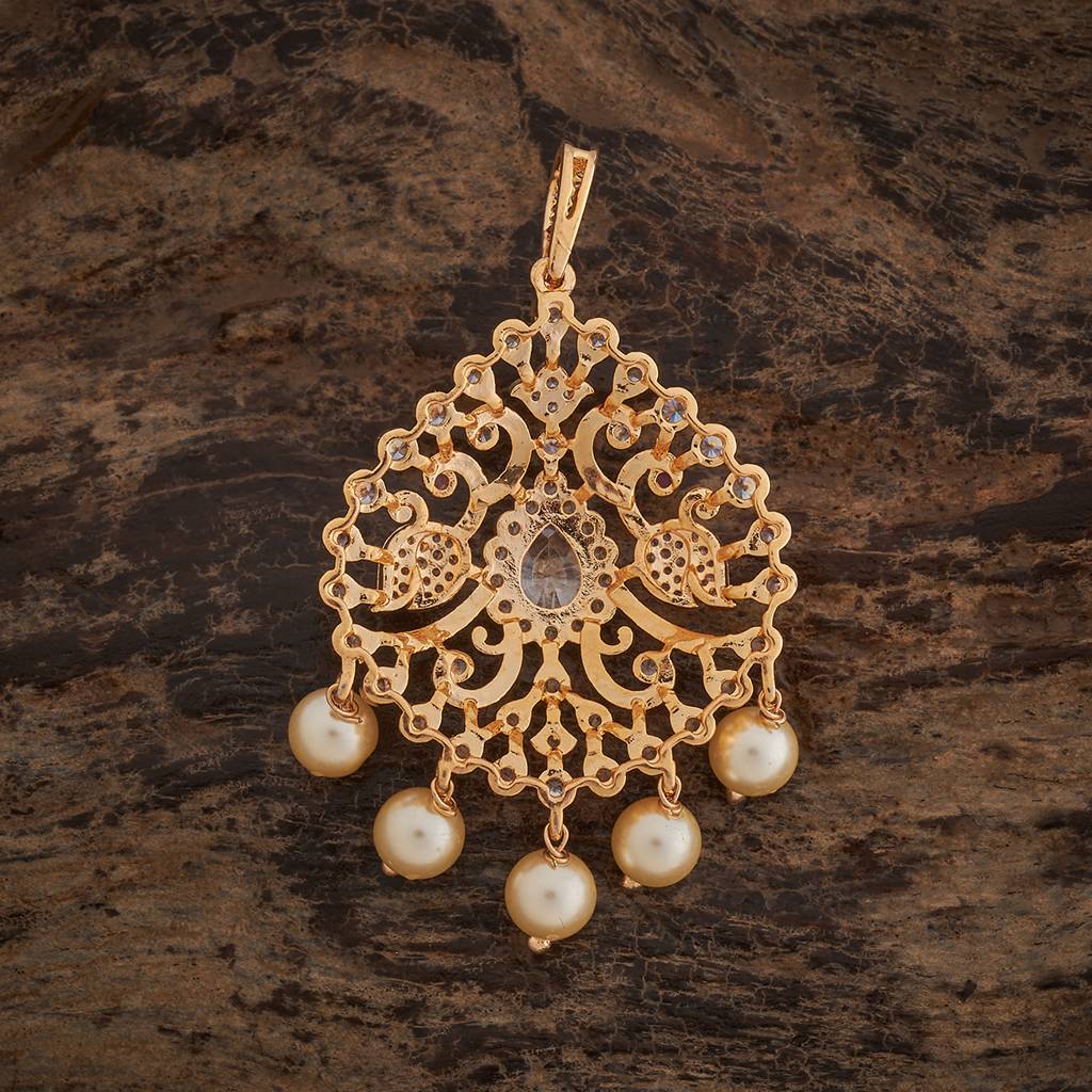 Kushal'S Fashion Jewellery Ruby Gold-Plated Party Zircon Pendant Set-434960 : 434960