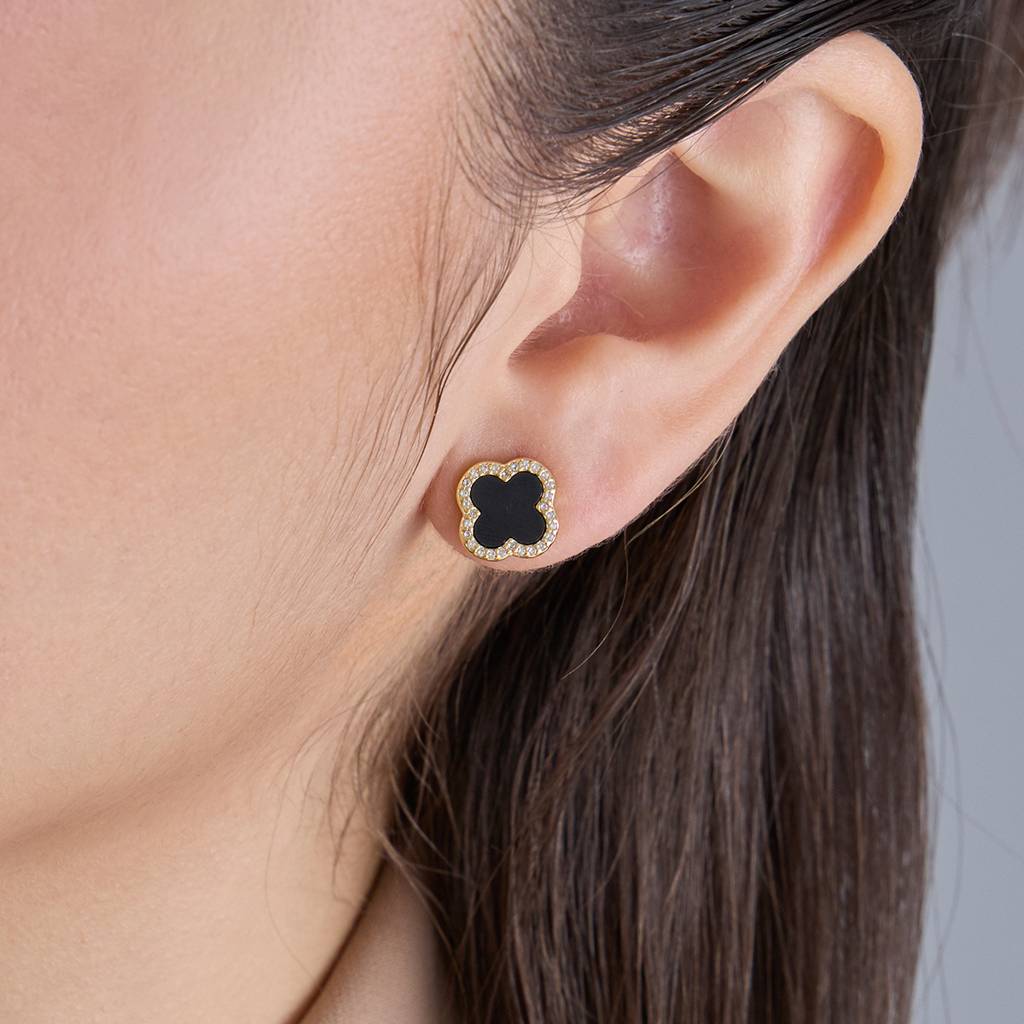 Kushal'S Fashion Jewellery Black Rhodium-Plated Party Zircon 92.5 Sterling Silver Stud Earrings-183080 : 437151