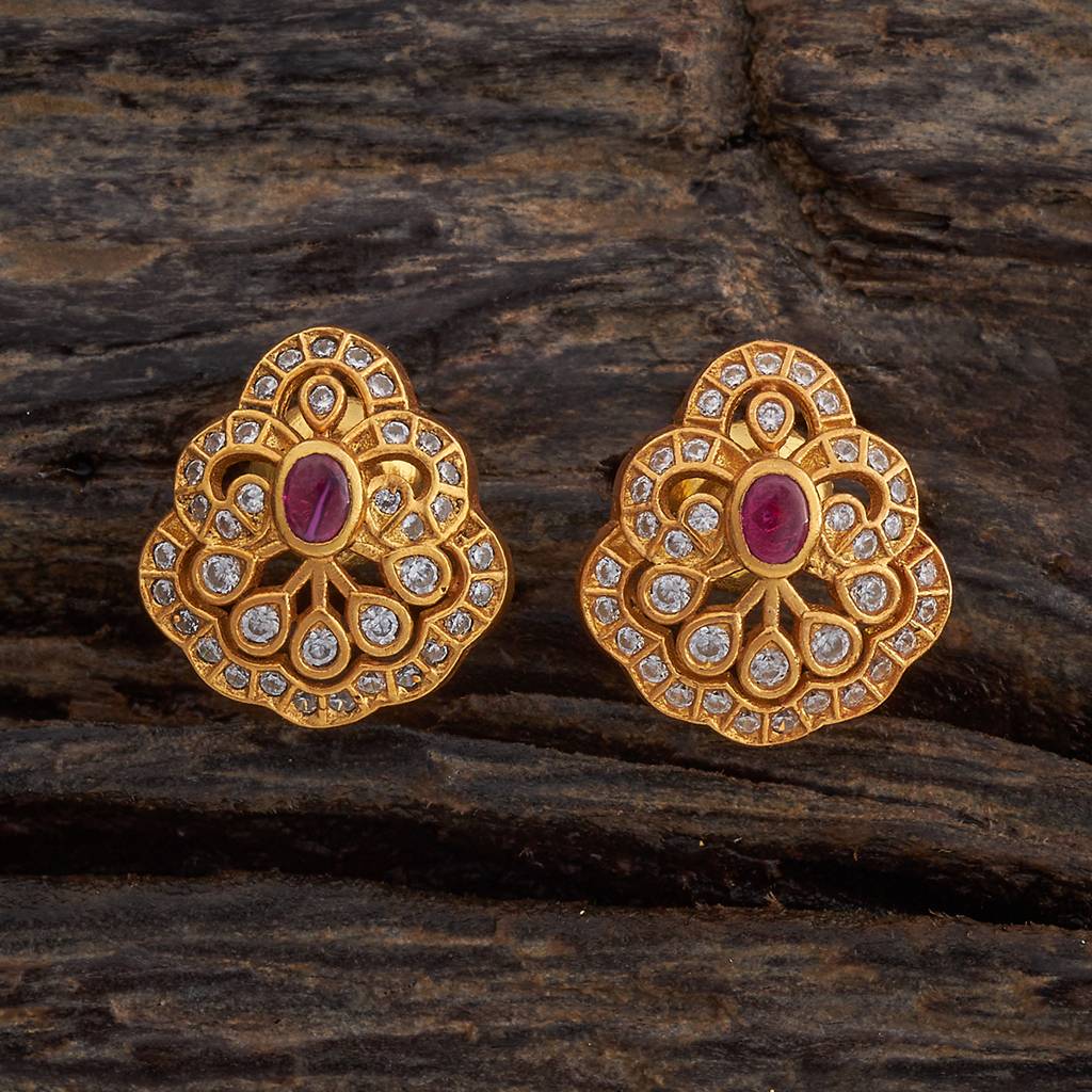 Kushal'S Fashion Jewellery Gold-Plated Ethnic 92.5 Pure Silver Temple Studs-177360 : 425300
