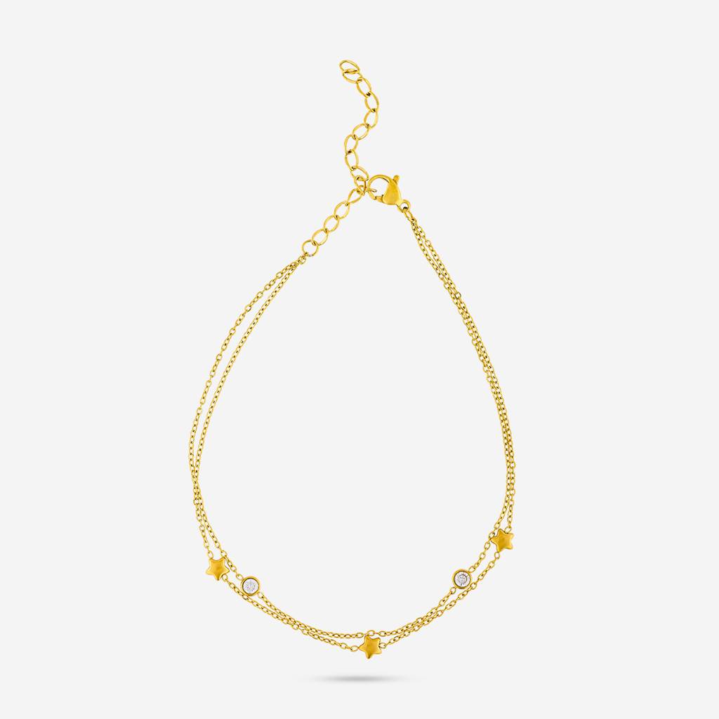 Kushal'S Fashion Jewellery White Gold-Plated Party Trendy Zircon Anklet -455114 : 455114