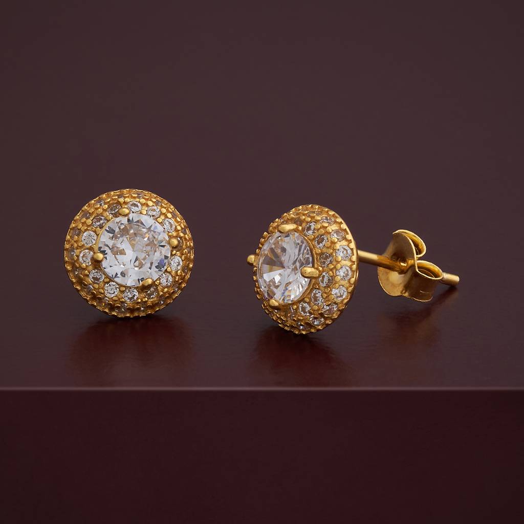 Kushal'S Fashion Jewellery Plated Zircon 92.5 Sterling Silver Studs-183034 : 436966