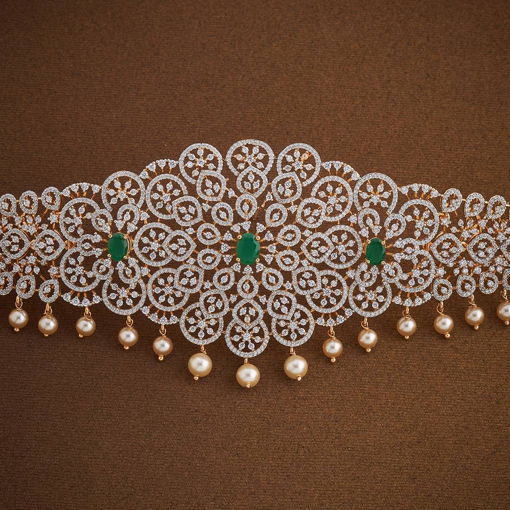 Green Gold-Plated Party Zircon Belt  -426547 : 426547