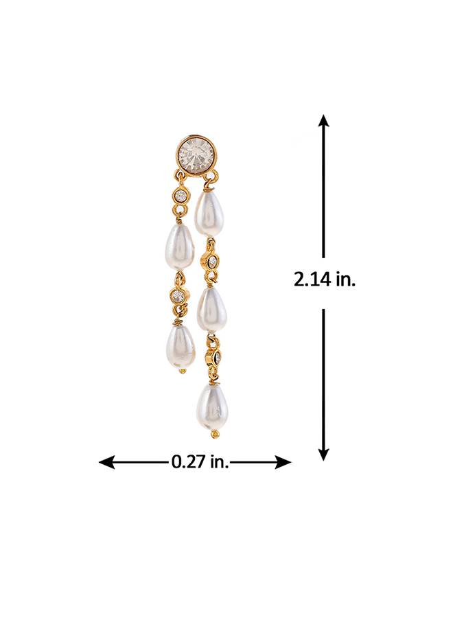Mothers Day Two Strings Dangler Pearl Drop Earrings : 8905124502121