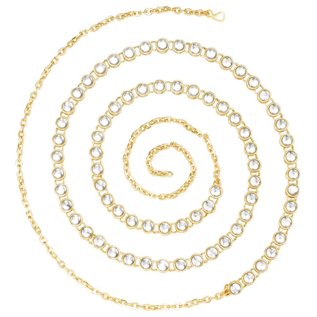 Traditional Jewellery Wedding Bridal Plated Kundan Brass Alloy Waist Belt Kamar Bandh Belly Chain For Women Girl : PF25BCH001W