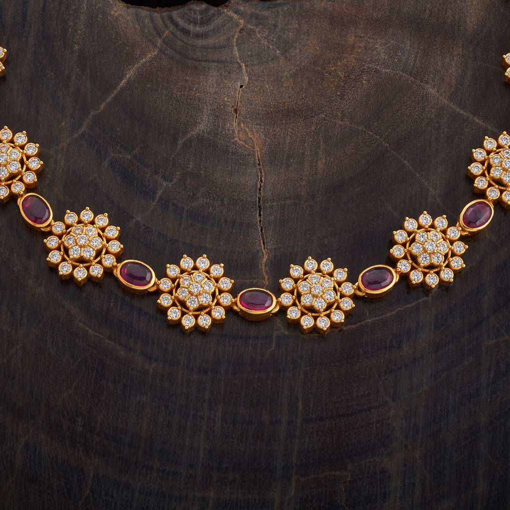 Kushal'S Fashion Jewellery Ruby Gold-Plated Ethnic 92.5 Pure Silver Temple Necklace-177314 : 425234