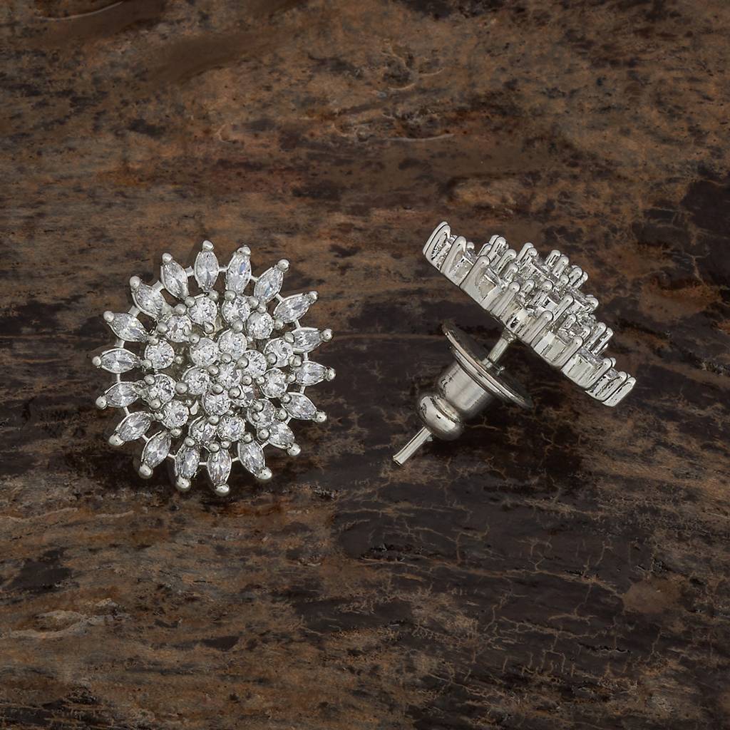 Kushal'S Fashion Jewellery  Rhodium-Plated Party Zircon Studs-178468 : 427393