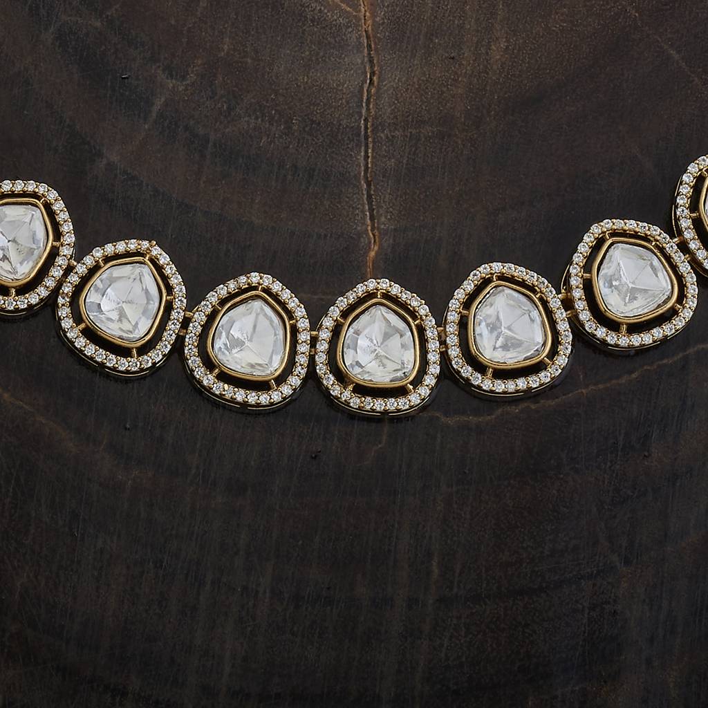 Kushal'S Fashion Jewellery White Victorian-Plated Ethnic Kundan Jewellery Set-173510 : 416562