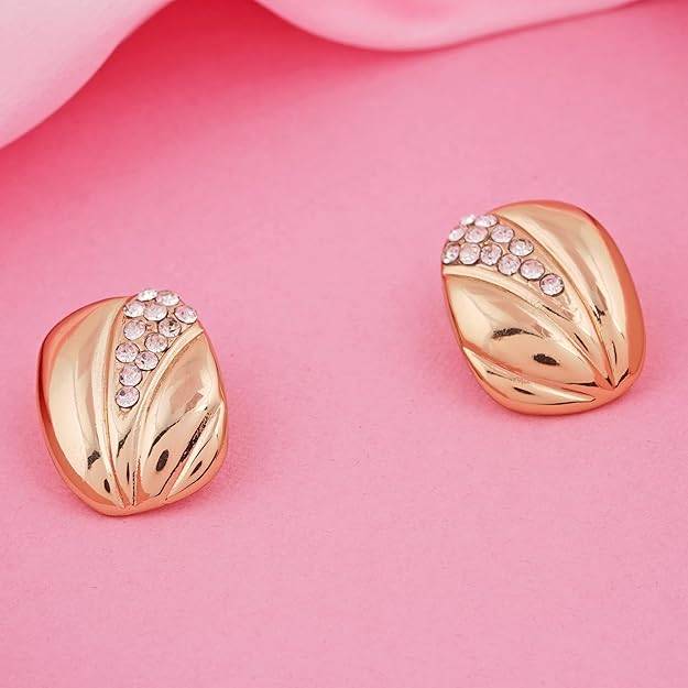 Estele Gold & Rhodium Plated Stud Earrings With Austrian Crystals For Women : 672705ER