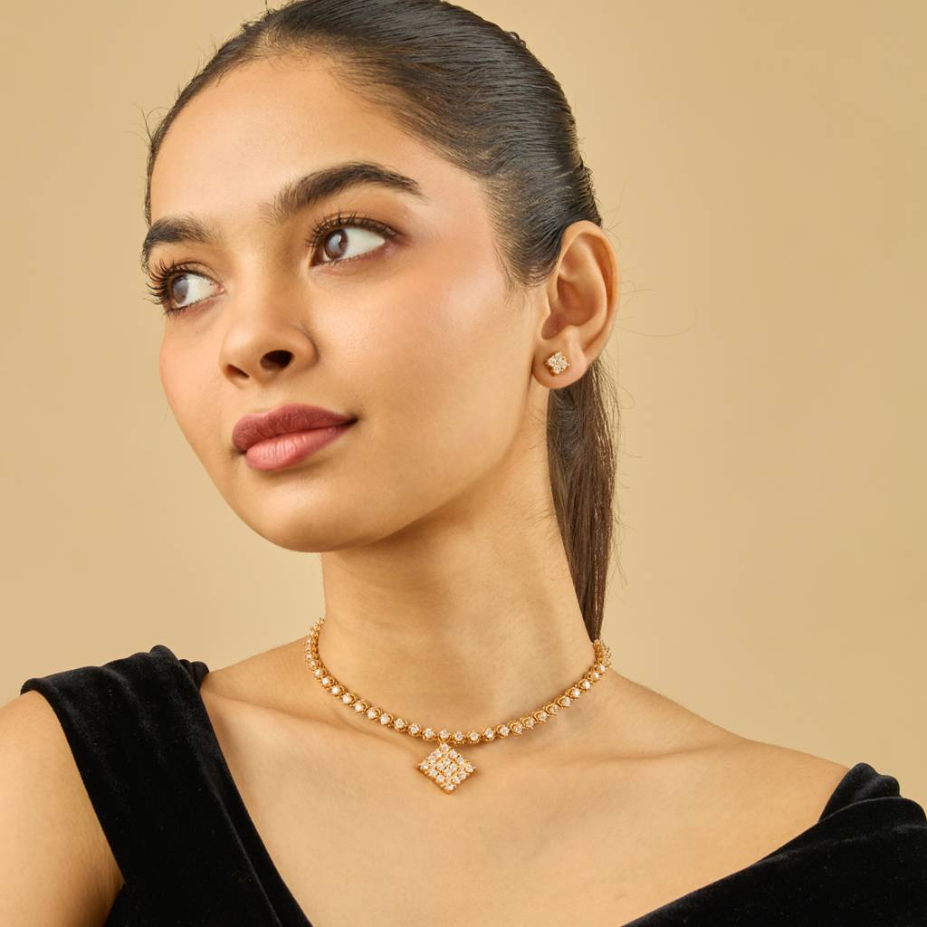 Party Zircon Necklace Set-186564 : 444841