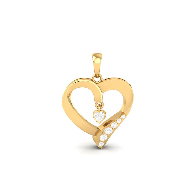 Moissanite Heart Pendant Necklace : TGDP-285-Y