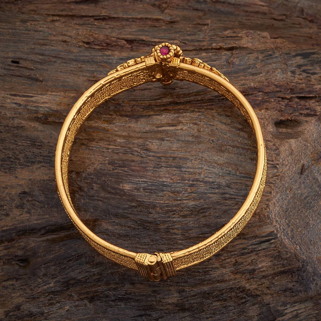 Kushal'S Fashion Jewellery Ruby-Green Gold-Plated Ethnic Antique Kada-177904 : 426263