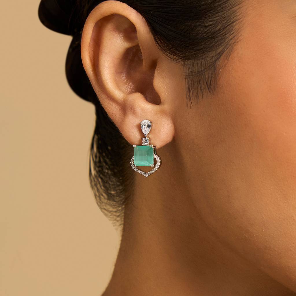 Kushal'S Fashion Jewellery Rhodium Plated Party Wear Zircon Earring-173420 : 416411