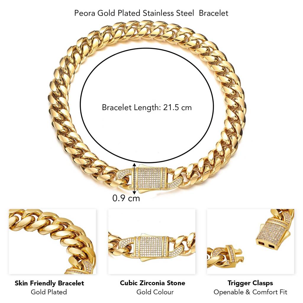Gold Plated Stainless Steel Metal Openable Bracelet Stylish Jewellery Gift For Men & Boys : PX5SB81G