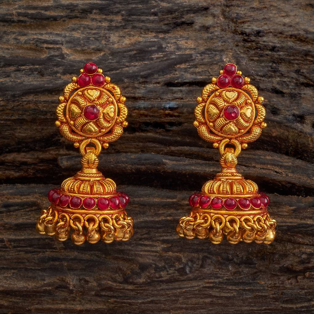 Kushal'S Fashion Jewellery Gold-Plated Ethnic 92.5 Pure Silver Temple Jhumkas-174135 : 417965