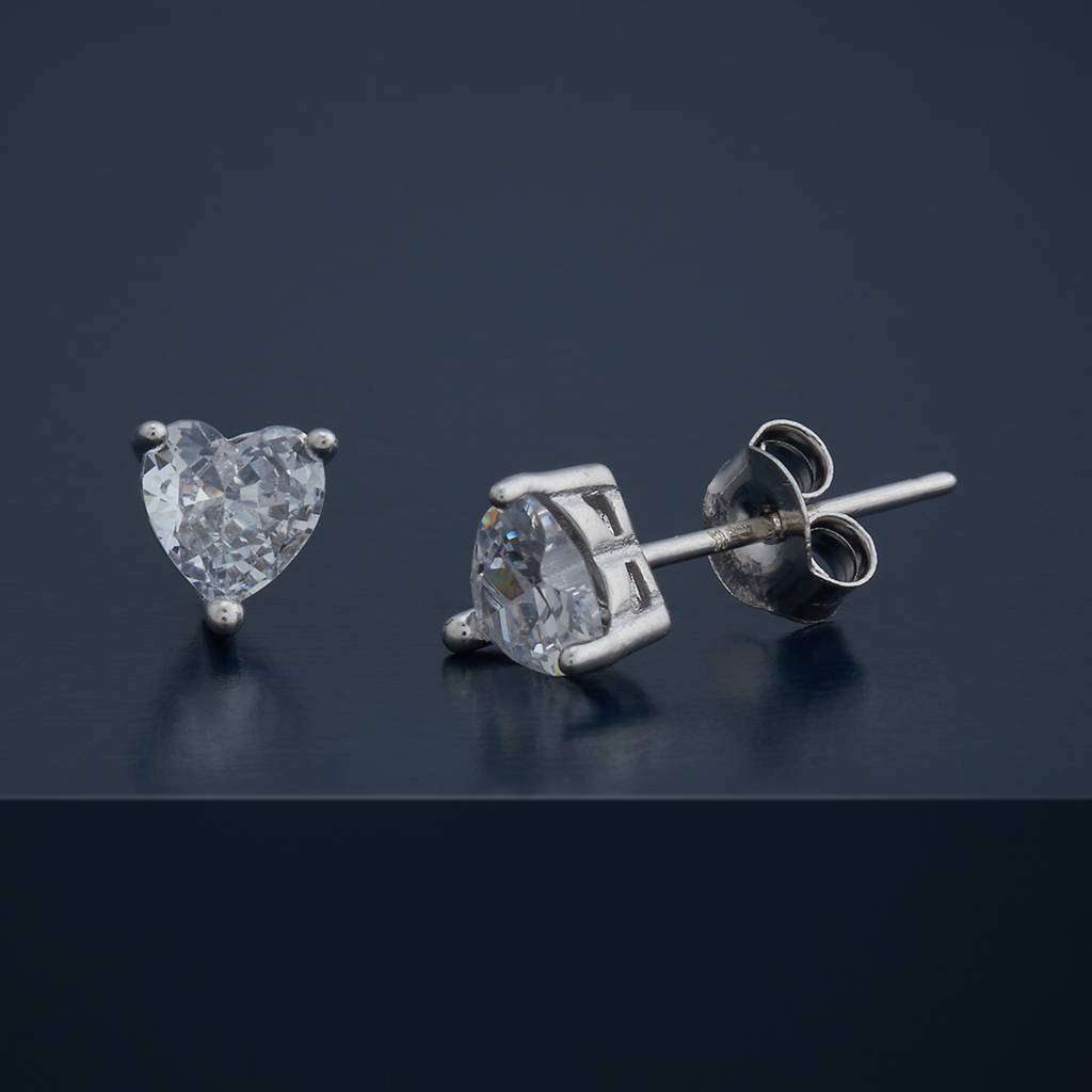 Kushal'S Fashion Jewellery White Gold-Plated Zircon 92.5 Sterling Silver Studs-183201 : 437816