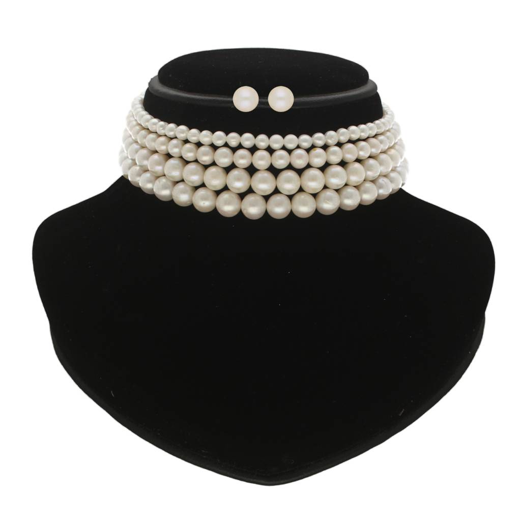 Sri Jagdamba Pearls Naira 4 Lines Pearl Choker Set : JPSEP-23-135