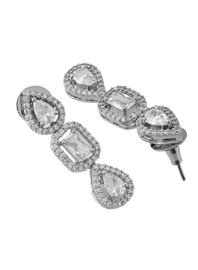 Sparkling Elegance Geometric Elegance American Diamond Necklace Set : 8905124527292