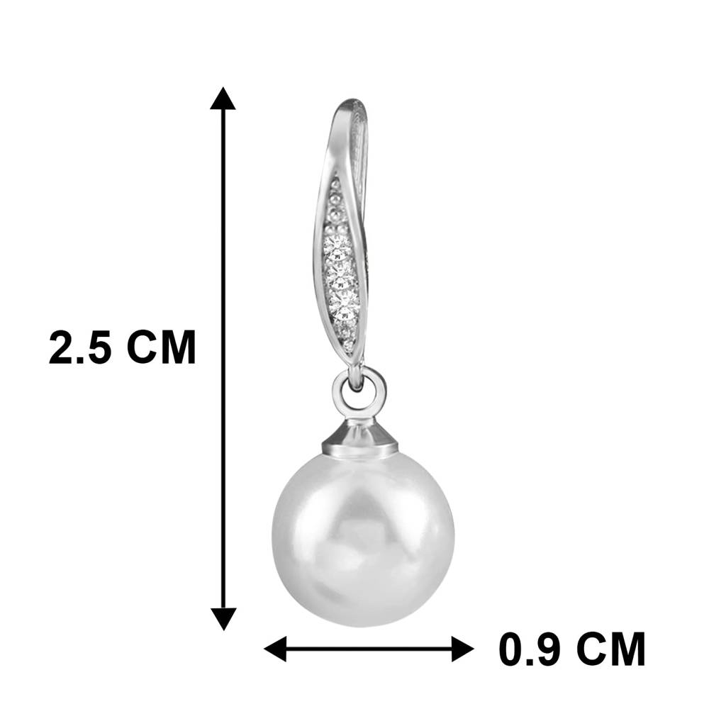 Pearl Studded Silver Plated Drop Earrings Fashion Stylish Jewellry Gift For Girls & Women (Px8E136) : PX8E136