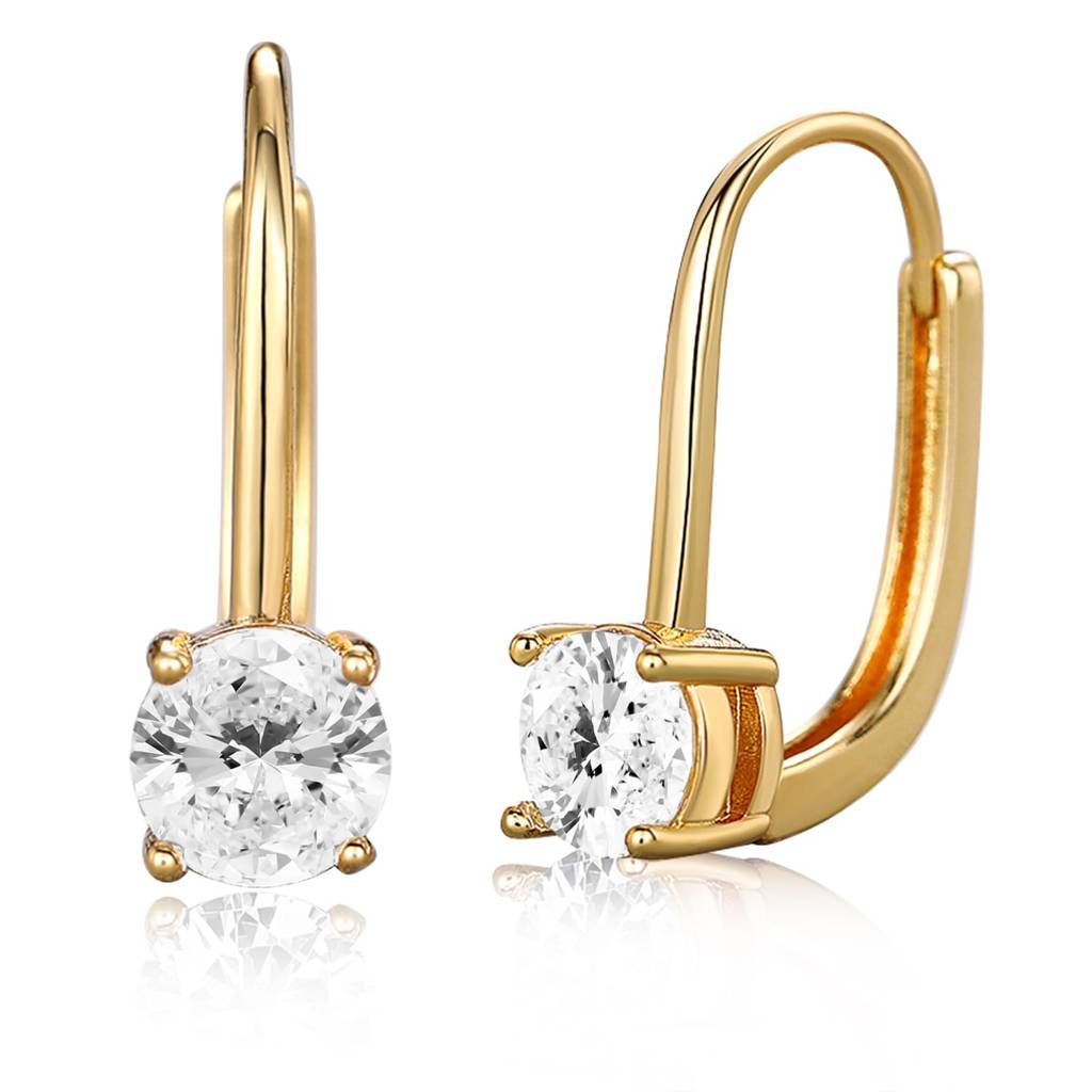 Gold Plated Cubic Zirconia Studded Fancy Hoop Earrings Contemporary Fashion Jewellery For Women & Girls : PX8E207G