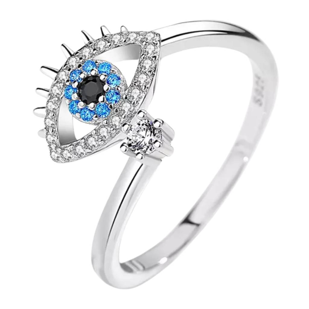 Cute Evil Eye Adjustable Ring - Silver : RS10275