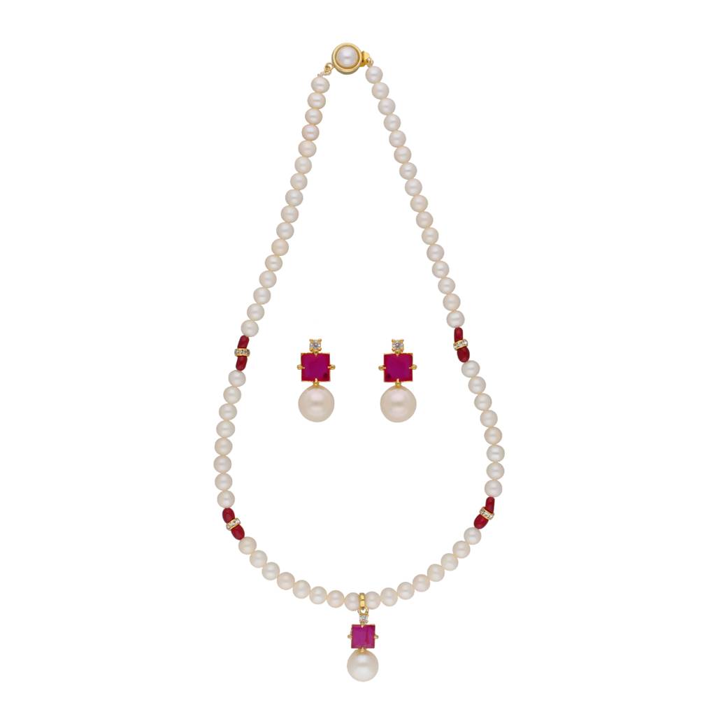 Classic Red Pearl Pendant Set : JPMAY-22-28