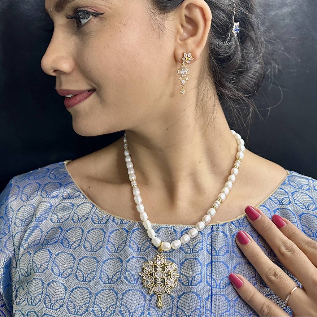 Meena Pearl Necklace Set : JPSEP-24-036