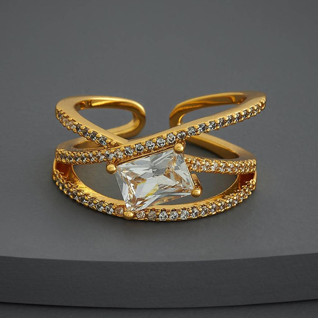 Kushal'S Fashion Jewellery White Gold-Plated Party Trendy Zircon Finger Ring-186895 : 445476