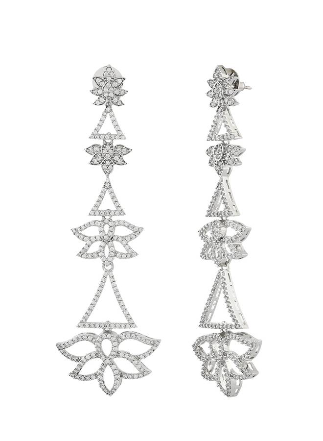 Sparkling Elegance Glamorous Gleam American Diamond Dangler Earrings : 8905124528381