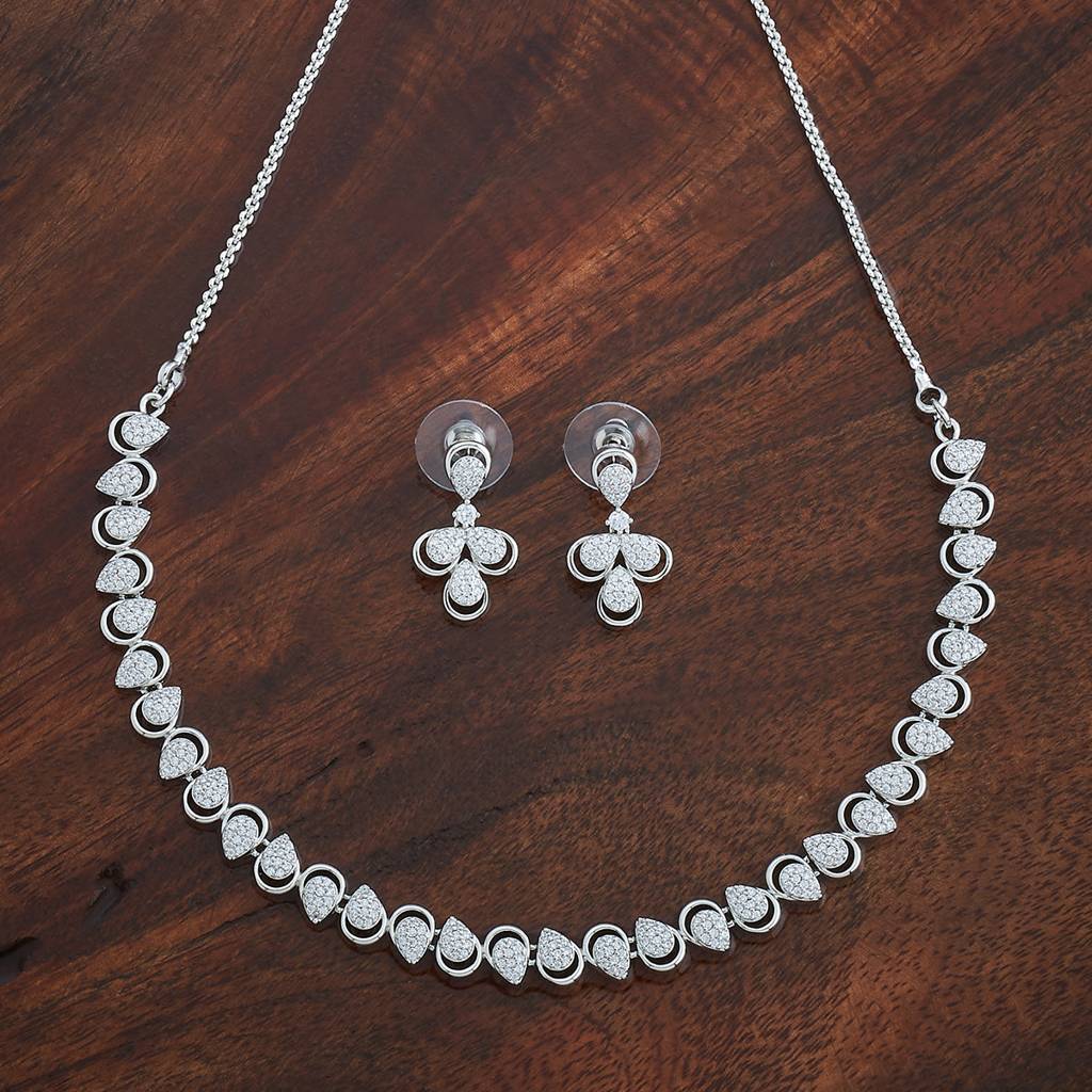 Kushal'S Fashion Jewellery -Plated Party Trendy Zircon Necklace And Earring Set -182304 : 435474