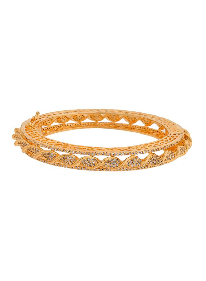 Sparkling Elegance Cz Studded Gold Plated Bangles : 8905124496215