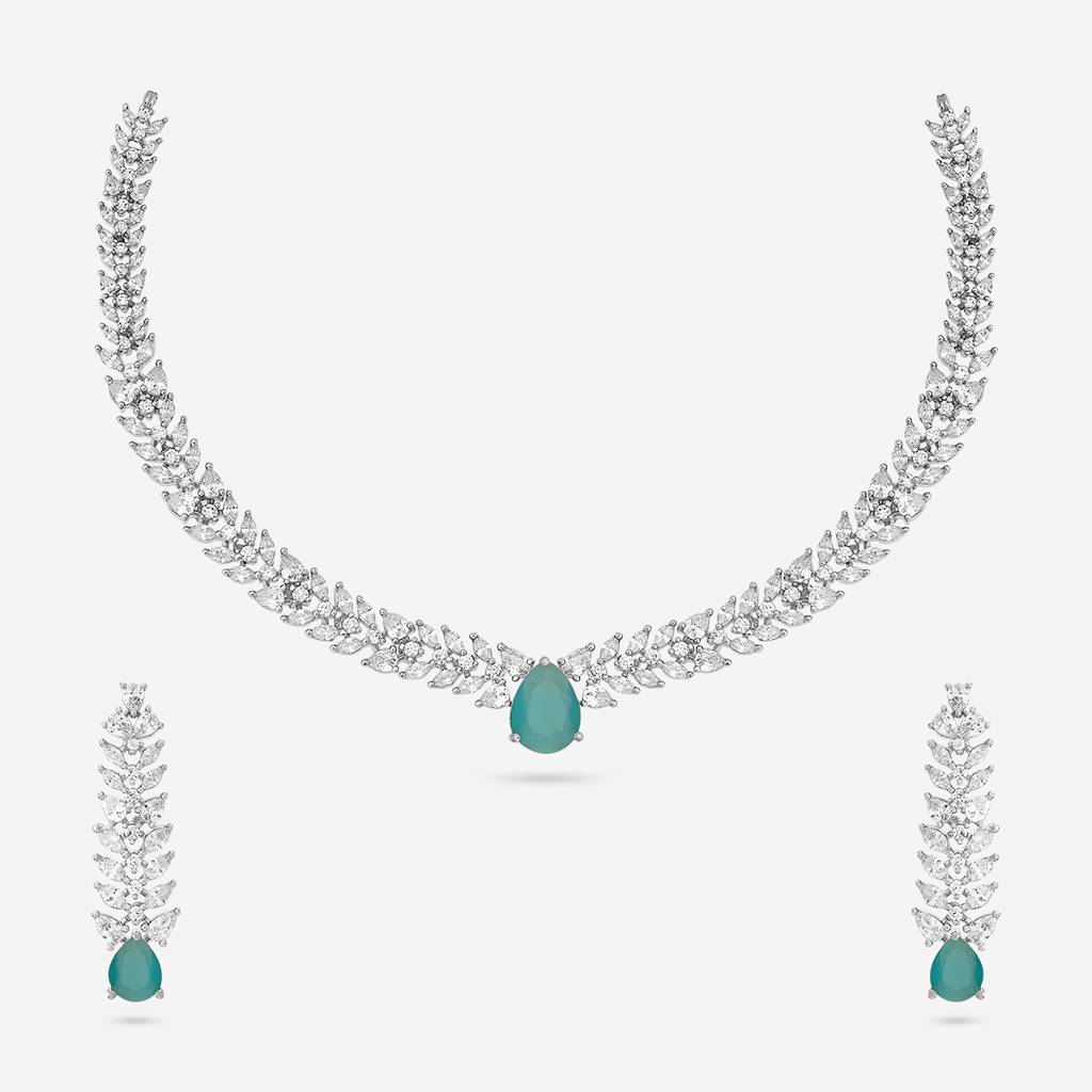 Plated Party Zircon Necklace Set-442229 : 442229