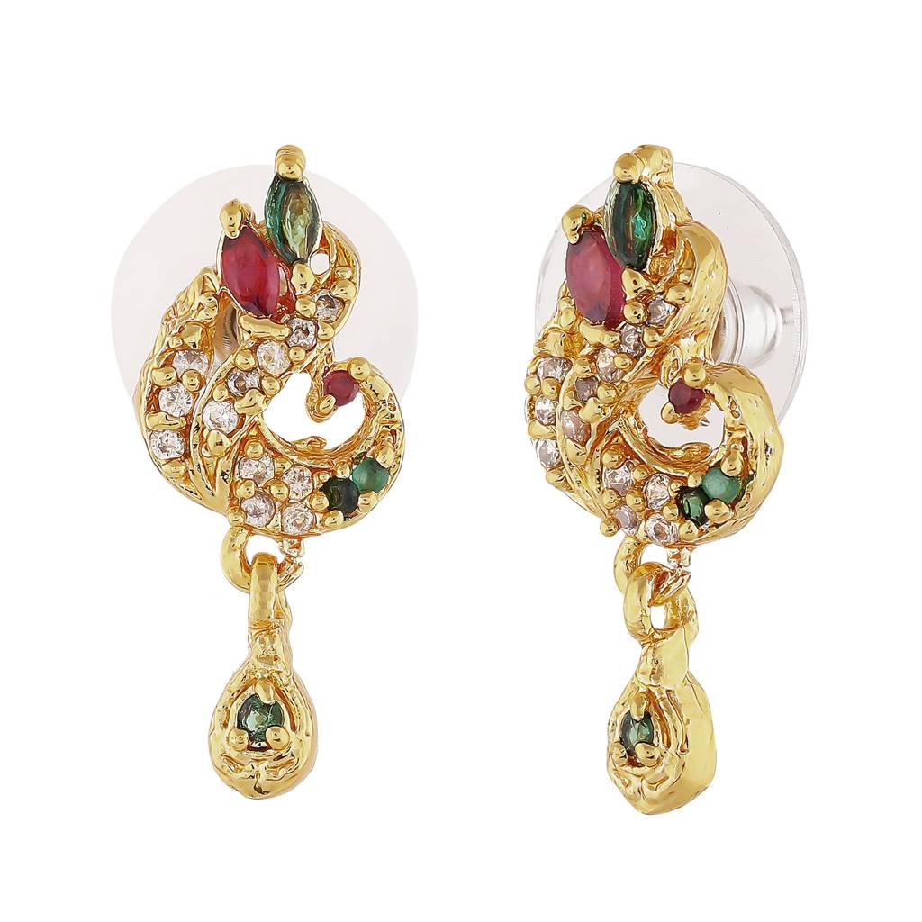 Estele Gold Plated Cz Peacock Designer Earrings For Women : AD-593-IG-ERER