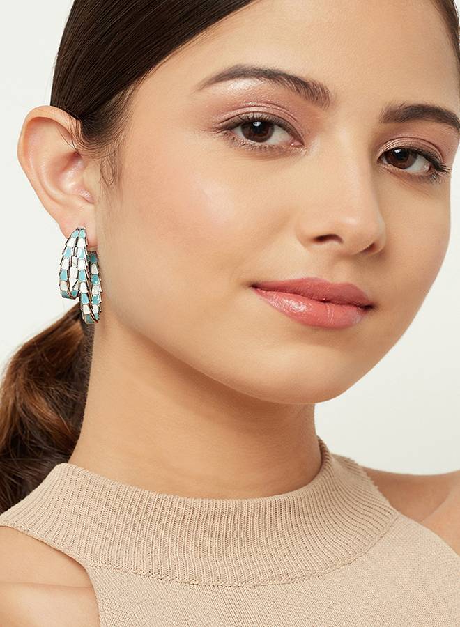 Trendy Hoops Silver Plated Brass Earrings : 8905124434156