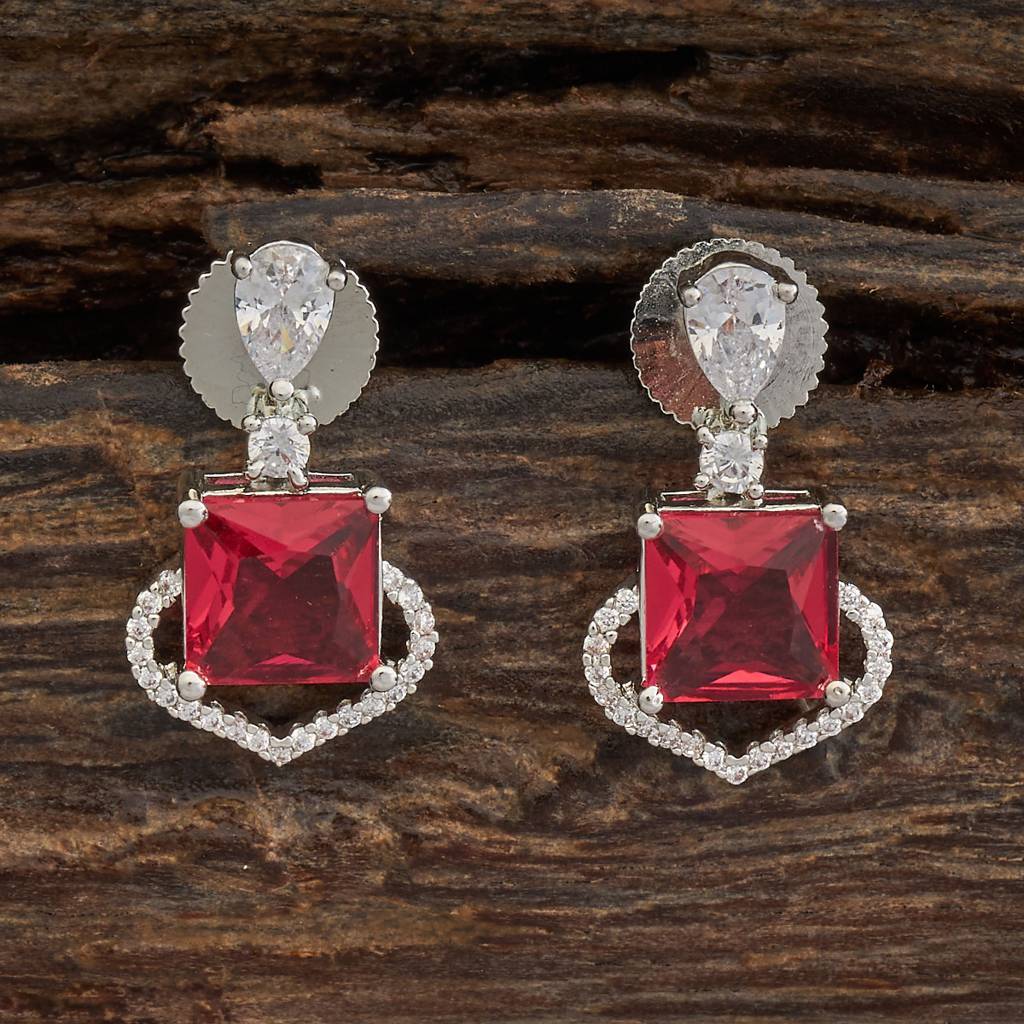 Kushal'S Fashion Jewellery Rhodium Plated Party Wear Zircon Earring-173420 : 416409