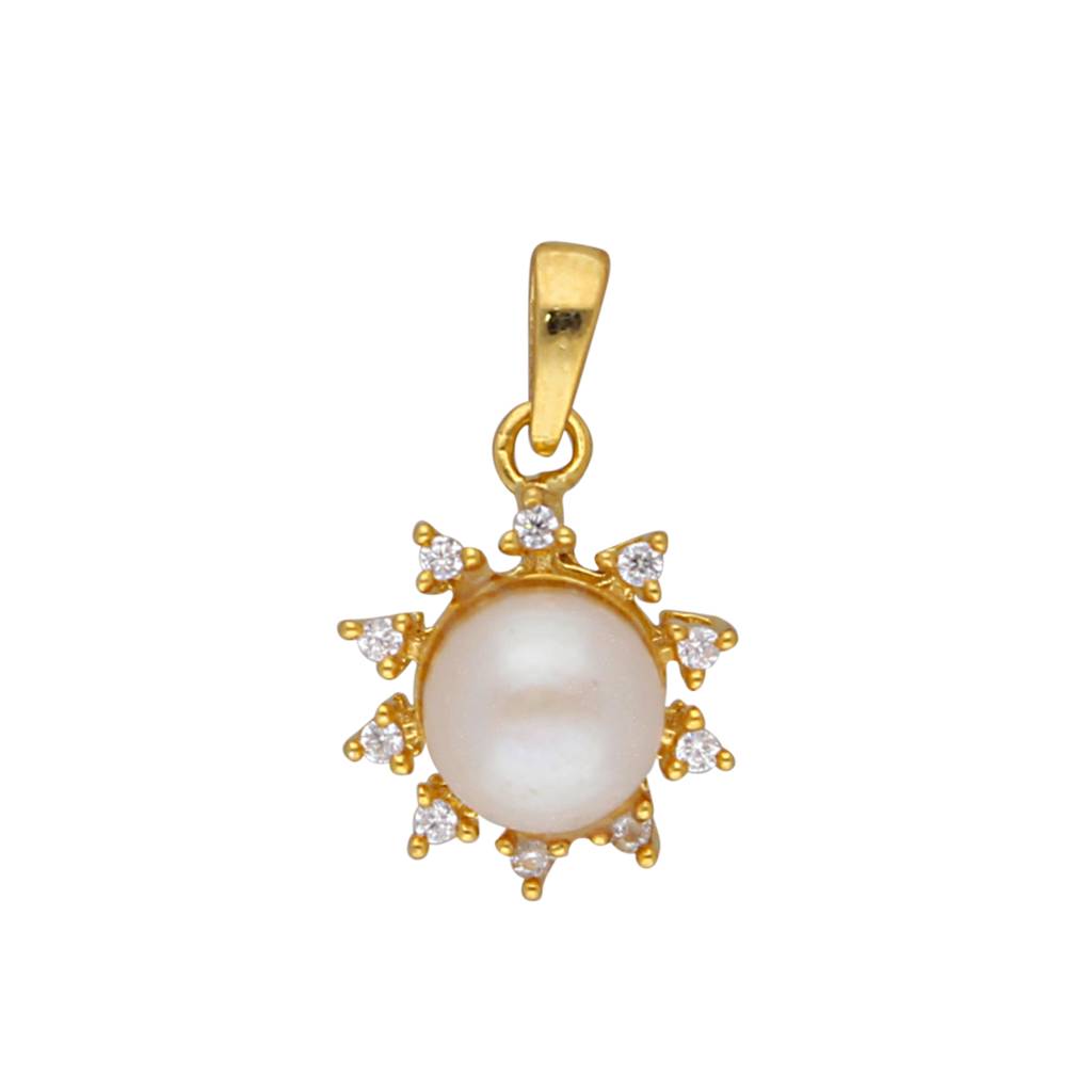 92.5 Sterling Silver Meera Simple Pearl Pendant : JPMAY-22-180