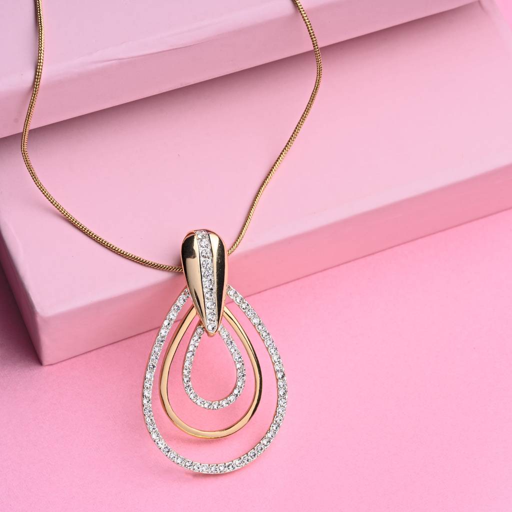 Estele Gold & Rhodium Plated Multi Drop Designer Pendant With Crystals For Women : 589PENDANT