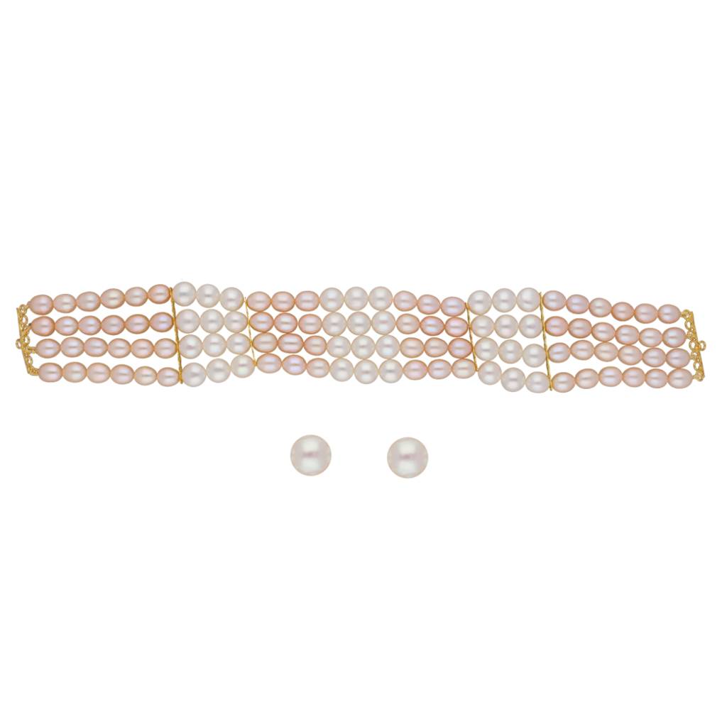 Jabala 4 Lines Pearl Choker : JPAU-21-292