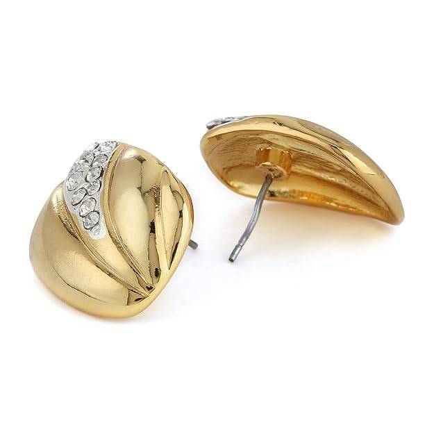 Estele Gold & Rhodium Plated Stud Earrings With Austrian Crystals For Women : 672705ER