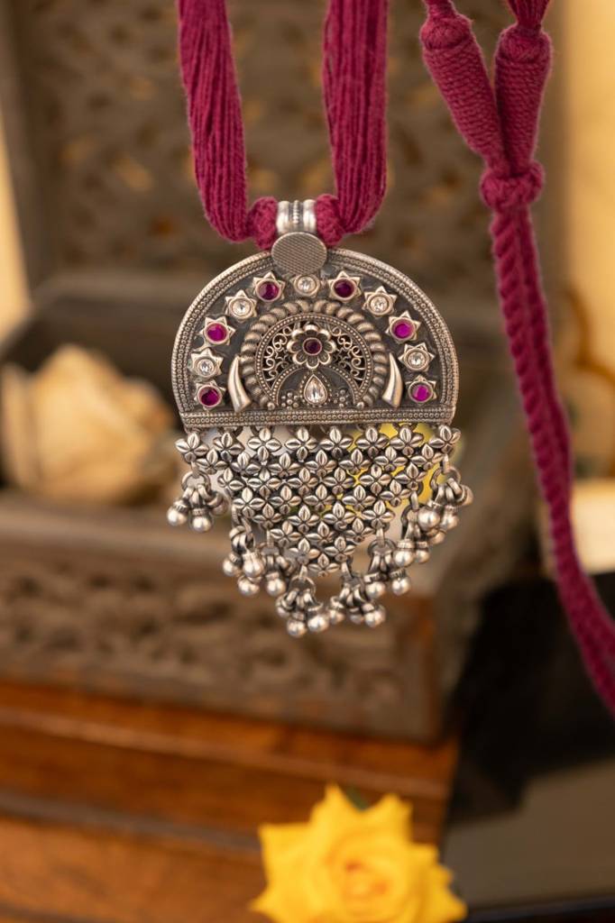 Tattva Intricate Statement Jali Drop Dori Necklace : SR6003-1