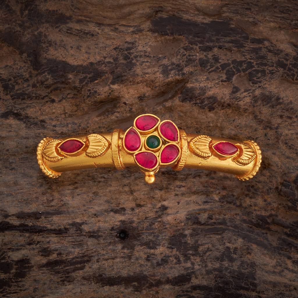 Kushal'S Fashion Jewellery Ruby-Green Gold-Plated Ethnic 92.5 Pure Silver Temple Bangles-170527 : 410650