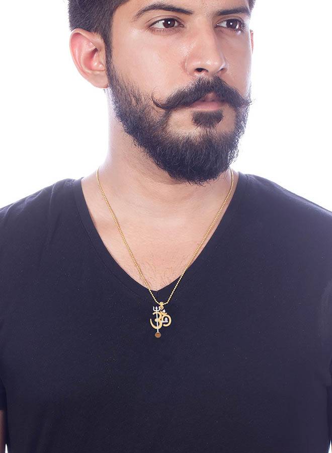 Om Design Rudraksha Studded Pendant With Chain For Men : 8907617808017