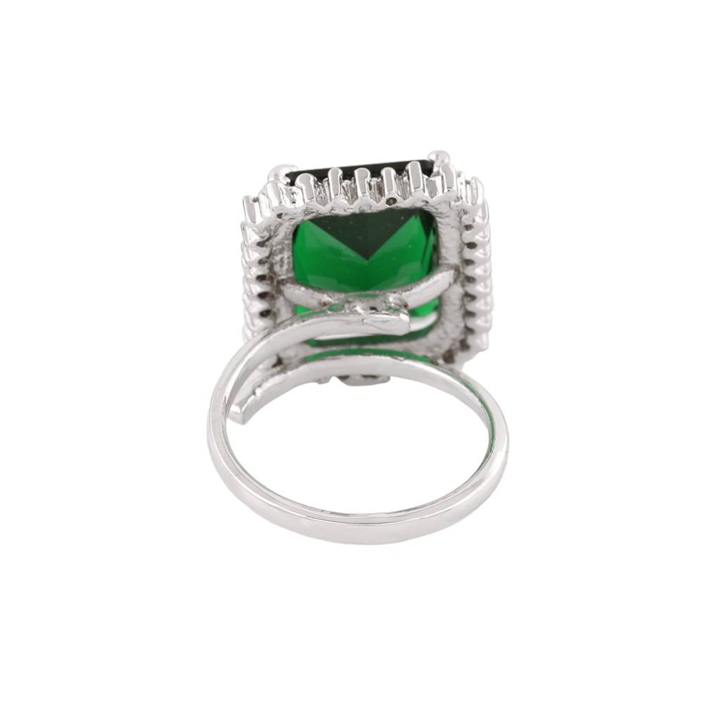 Estele Rhodium Plated Cz Dazzling Finger Ring For Women : AD-101D-IRRING