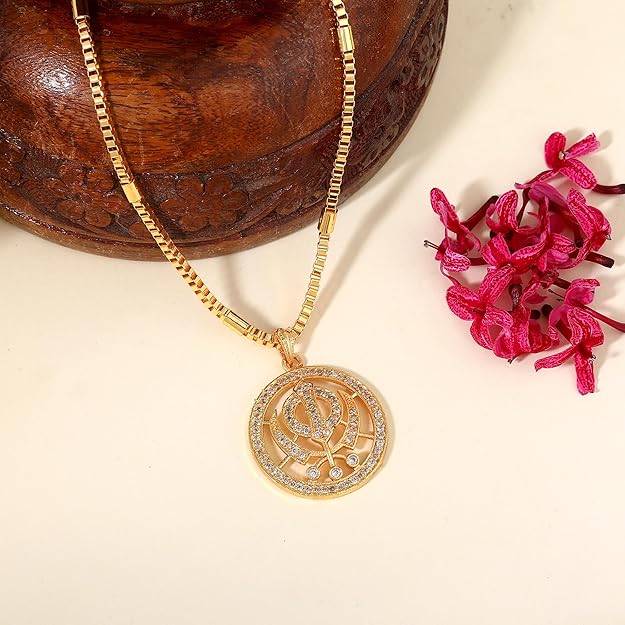 Gehena By Estele Fashion Jewelry Pendant Necklace For Men'S: Gold Plated Stunning White Crystals Adorned : OSAK023-IGWEPENDANT